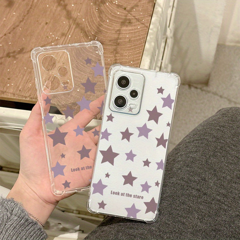 Purple Five-pointed Star This high-quality TPU transparent protective case for OPPO Realme 13PLUS 12PRO 11 10pro+ 9 Narzo N30 N50 N70 all-inclusive soft protective cover for REALME GT NEO3 C67 C63 C55 C35 C33 C31 C25Y Simple