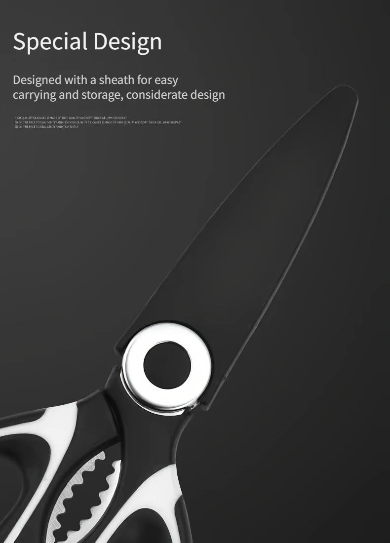 1pc, Kitchen Scissors, Poultry Shears, Kitchen Shears, Kitchen Fish Bone Scissors, Multifunctional Stainless Steel Chicken Bone Scissors For Duck Fish, Food Scissors, Kitchen Meat Scissors, Nut Opener, Bottle Opener, Kitchen