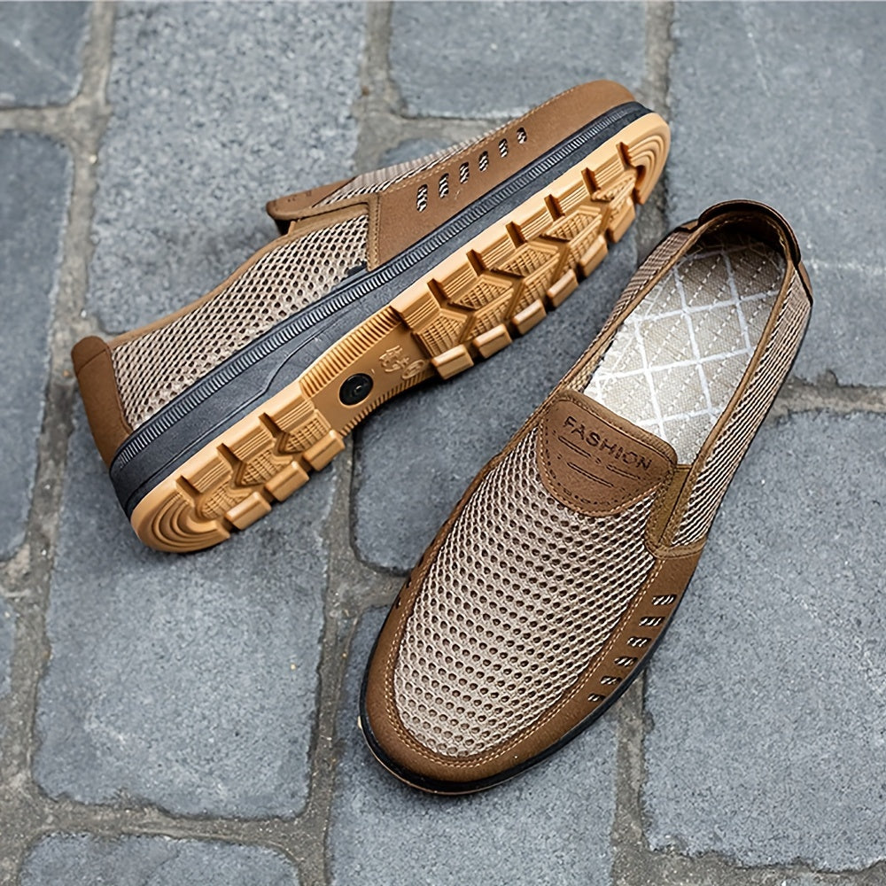 Men's Breathable Mesh Slip-On Sneakers - Non-Slip, Comfortable Casual Shoes with Soft Rubber Sole for All Ages