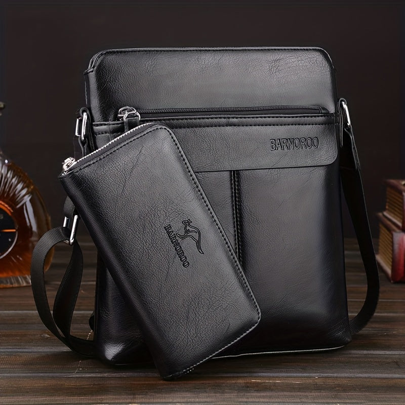 2pcs/set Men's Simple Business Shoulder Bag Crossbody Bag Portable Zipper Clutch Bag Gift For Men Father's Day Gift