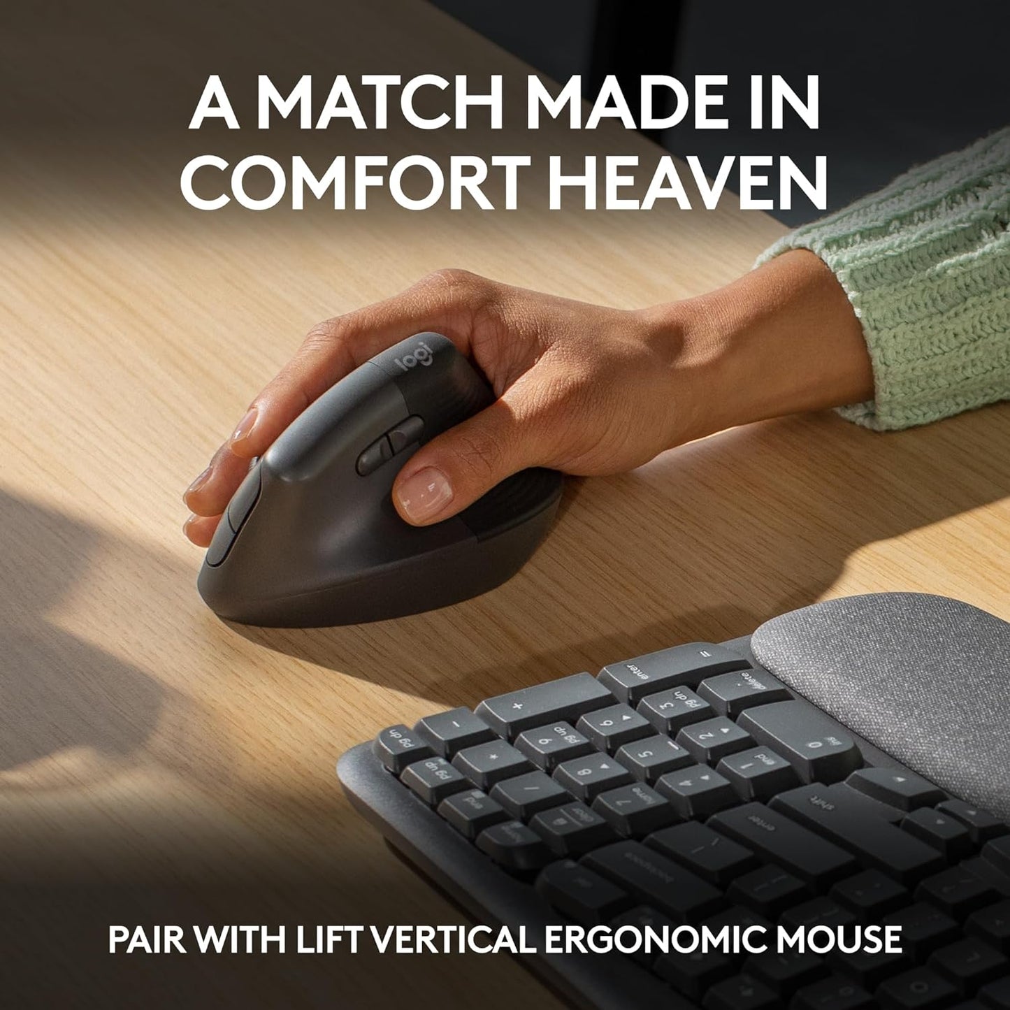 Logitech Wave Keys Wireless Ergonomic Keyboard with Cushioned Palm Rest, Comfortable Natural Typing, Easy-Switch, Bluetooth, Logi Bolt Receiver, for Multi-Os, Windows/Mac - Graphite