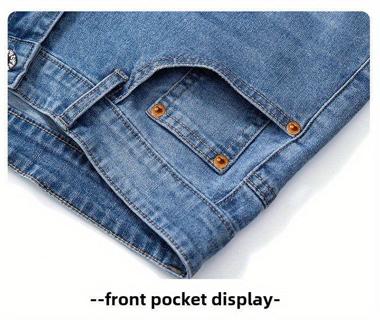 Men'S Stretchy Long Pants, Stylish And Versatile, Slim Fit, Breathable, Trendy Denim Trousers for Spring And Summer.