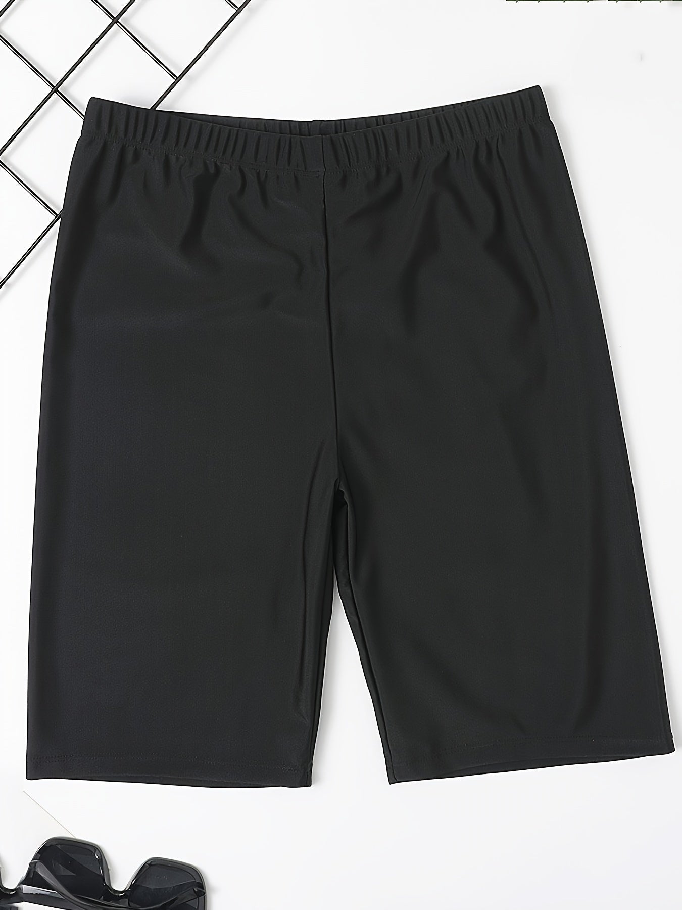 Women'S Summer Cycling Shorts, Polyester 95% Spandex 5% Knit Fabric, Solid Color, Medium Stretch, Short Length, Casual Wear, Non-Waterproof, 180g/m² - Black