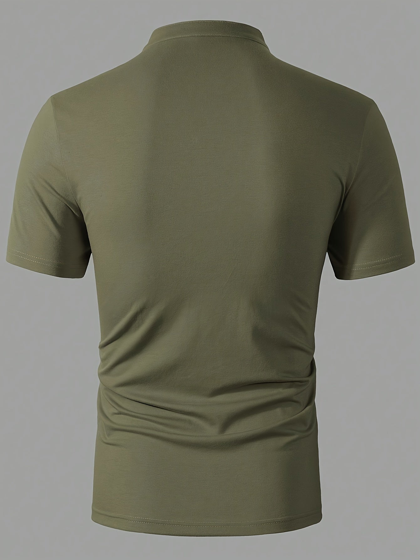 Men's Casual Red Shirt - Short Sleeve, Round Neck with Button Detail, Lightweight Polyester Blend, Ideal for Golf & Casual Attire, Machine Washable