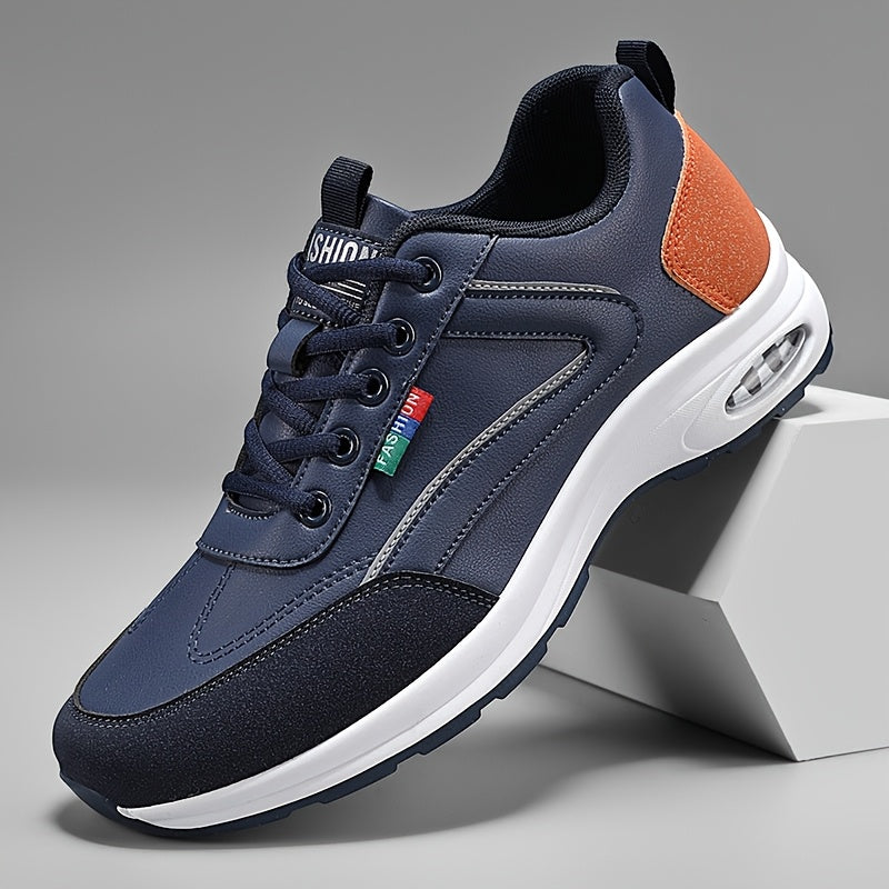 Men's Casual Skate Sneakers - Low-Top Breathable PU & Fabric Upper, Durable PVC Sole, Black/White Colorway for All-Season Urban Streetwear & Light Sports, Everyday Footwear | Sleek Sneaker Design | Fabric Lined Interior, Skat