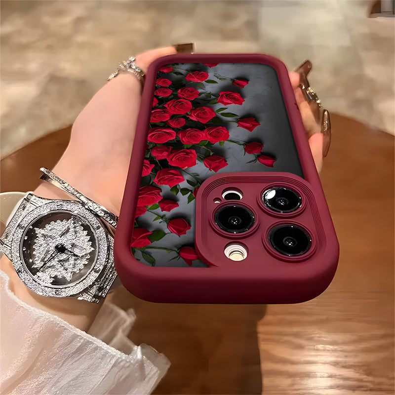 Red Rose Flower High Value and Beauty Mobile Phone Case for iPhone 16/16Pro/16ProMax/16Plus/15/15Plus/15Pro/15ProMax, 14/14Plus/14Pro/14ProMax, 13/13Pro/13ProMax, 12/12Pro/12ProMax, 11/11Pro/11Proamx, 7/8plus, XR/Xs/XsMax