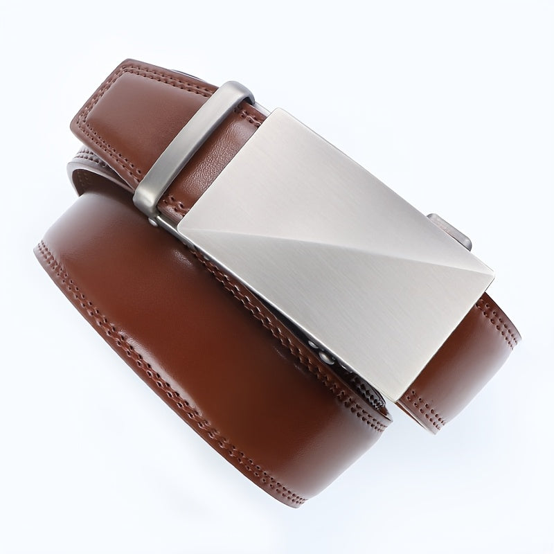 Men's Automatic Buckle Genuine Leather Cowhide Belt, Leisure Fashion Pants Belt, Men Waistband, With Gift Box