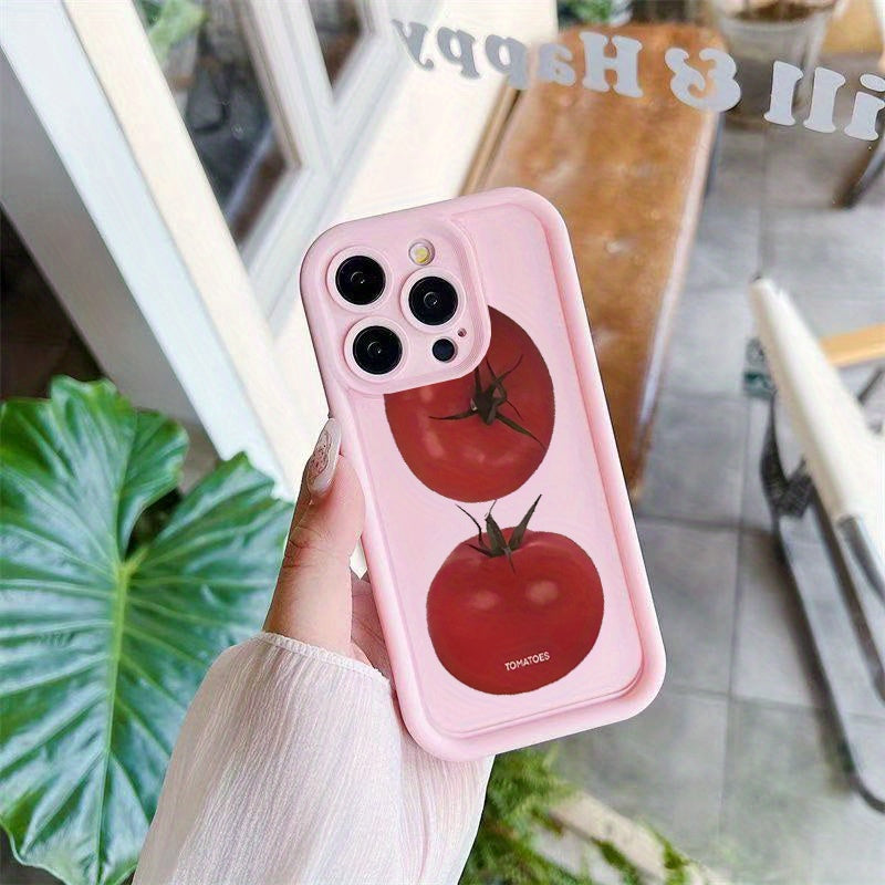 Cartoon Tomato Printed TPU Shockproof Phone Case Compatible with Iphone Models Including 16, 15 Pro Max, 15 Plus, 15 Pro, 15, 14 Pro Max, 14 Plus, 14 Pro, 14, 13 Pro Max, Pro Max, 12 Pro Max, 12 Pro, 12, 11 Pro Max, 11 Pro, 1