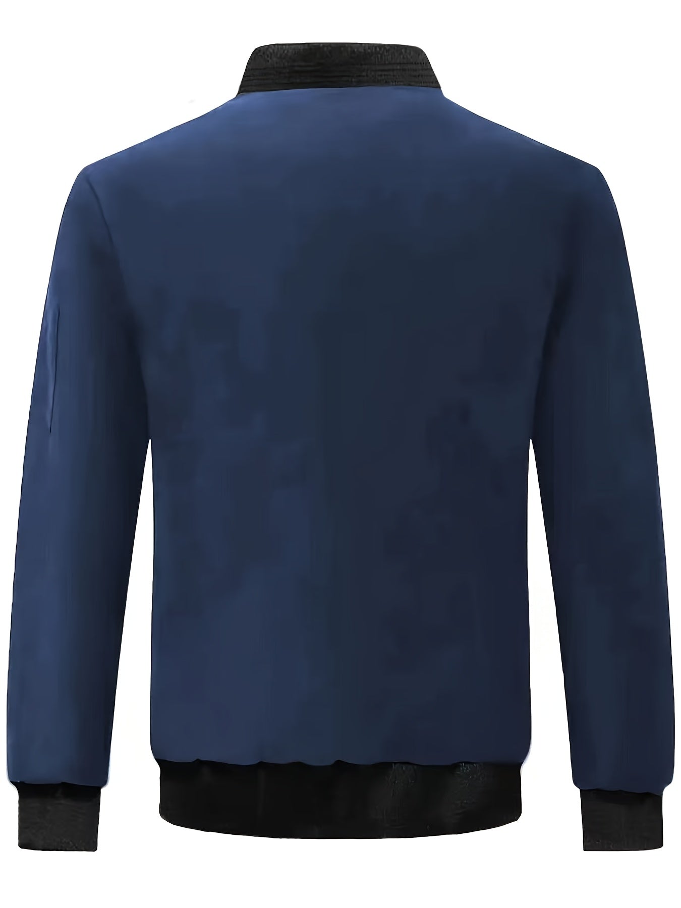 Men'S Stylish Black Sports Casual Jacket - Lightweight Bomber with Zipper Pockets, Front Zipper Panel, and Ribbed Cuffs - Perfect for Outdoor Activities, Running, and Casual Attire