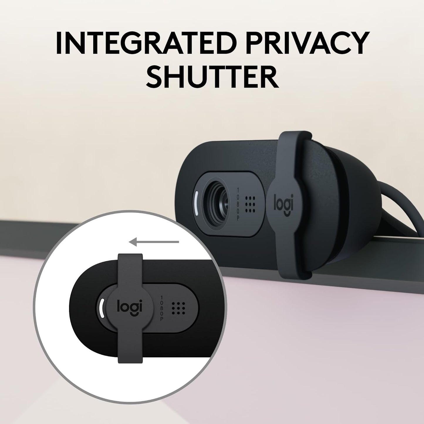 Logitech Brio 101 Full HD 1080P Webcam Made for Meetings and Works for Streaming — Auto-Light Balance, Built-In Mic, Privacy Shutter, USB-A, for Microsoft Teams, Google Meet, Zoom, and More - Black