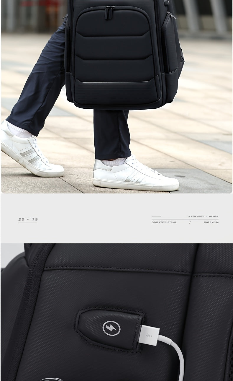 FENRUIEN Men'S Large Capacity Expandable Backpack with USB Charging, 39.62cm Laptop Bag, Durable Oxford Fabric, Multiple Compartments for Travel and Business Use, Travel Backpack Minimalist Backpack Durable Zippers, Lapto
