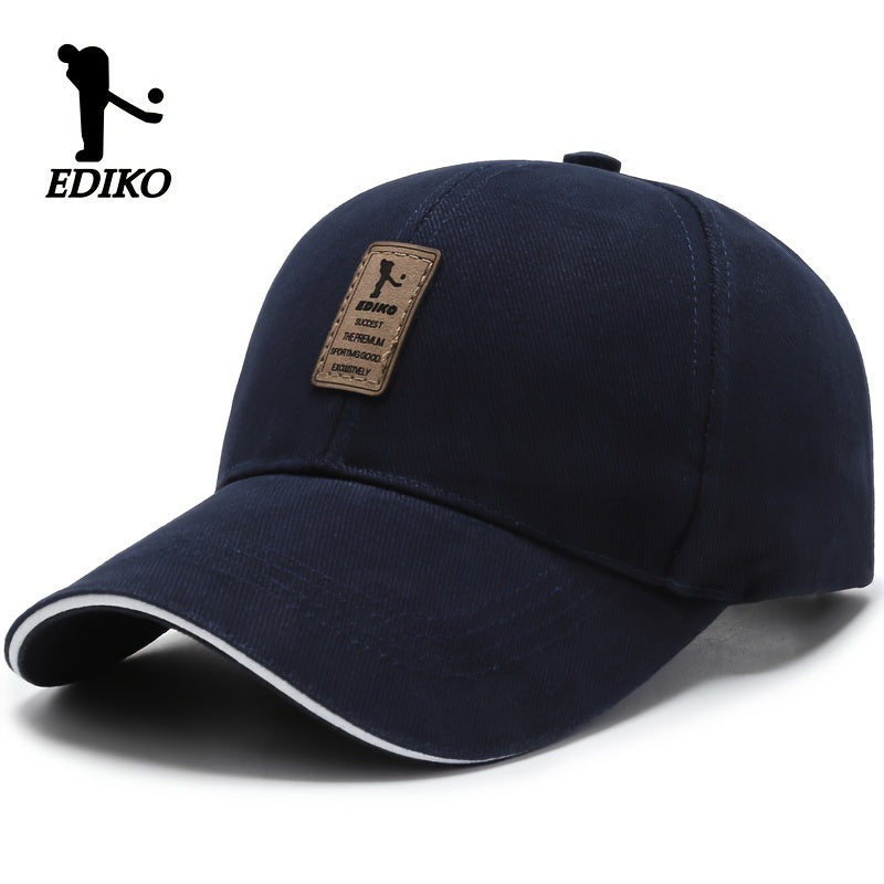 EDIKO Unisex Baseball Cap, 100%, Breathable Sun Protection Hat for Men & Women, Casual Outdoor Golf Cap, Woven, Hand Washable - Black