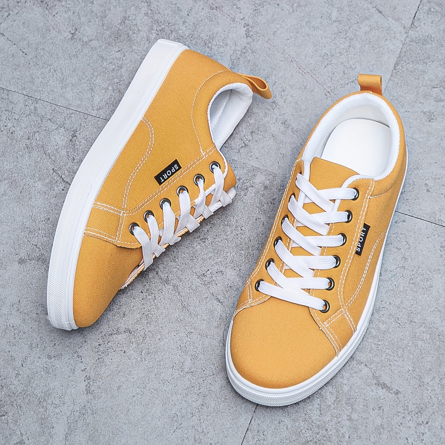 Men's Canvas Skate Shoes, Casual Outdoor Non-slip Lace-up Walking Sneakers, Flat Shoes
