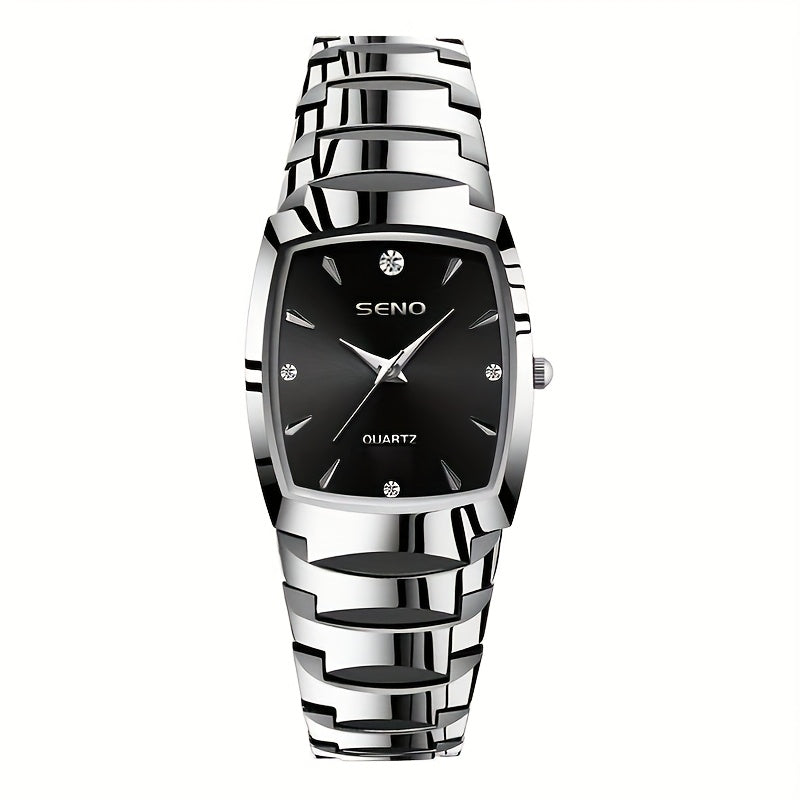 Men's Retro Square Business Watch with IPX7 Waterproof Alloy Strap