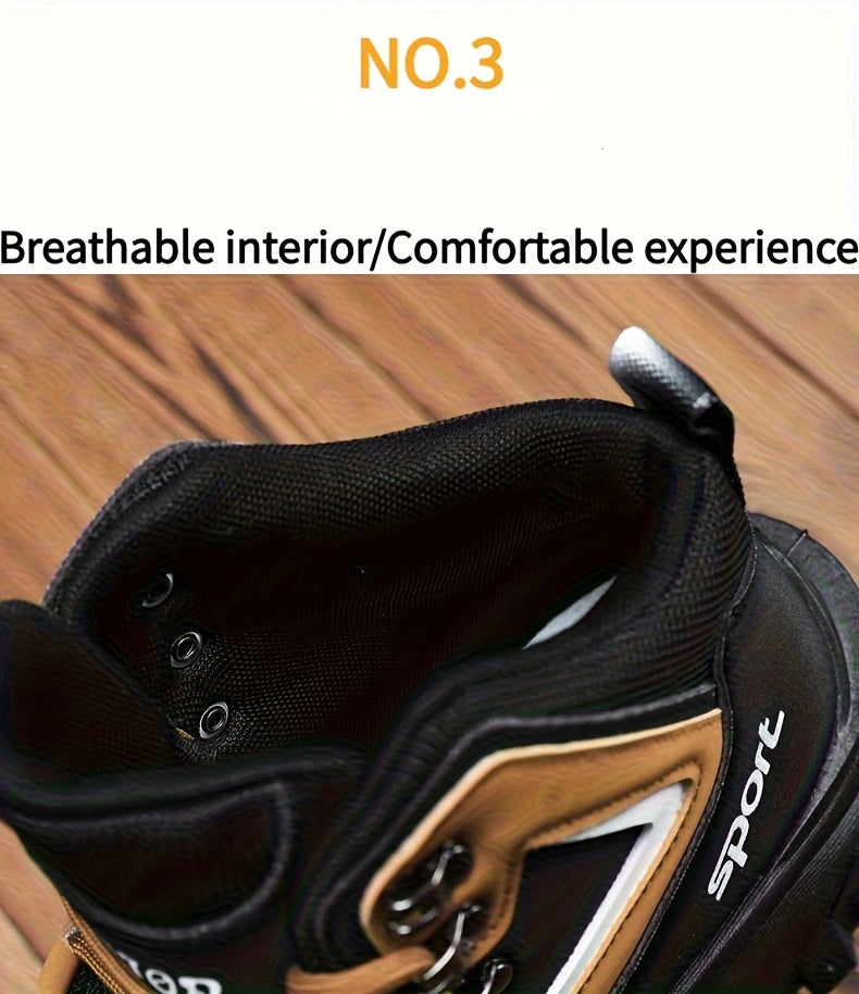 Men's Outdoor Hiking Boots - Breathable PU Upper, Thick Sole, Excellent Traction, Ideal for Mountain Climbing and Trekking | Military Boots | Camping Gear