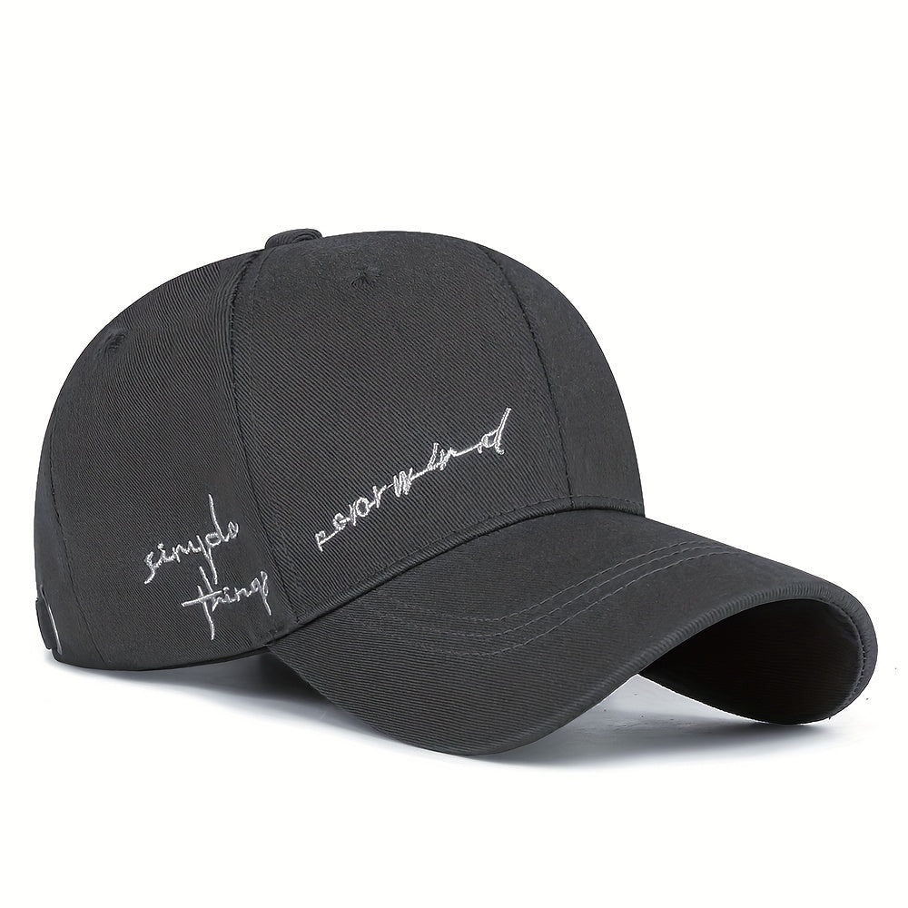 Trendy 4-Season Duckbill Baseball Cap With Embroidery, Adjustable Sun Protection For Women