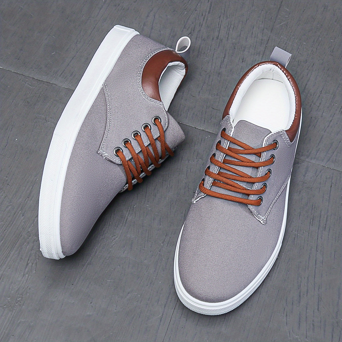 Men's Low Top Casual Canvas Skate Shoes, Breathable Lace-up Casual Flats For Outdoor Walking Driving, Men's Street Footwear