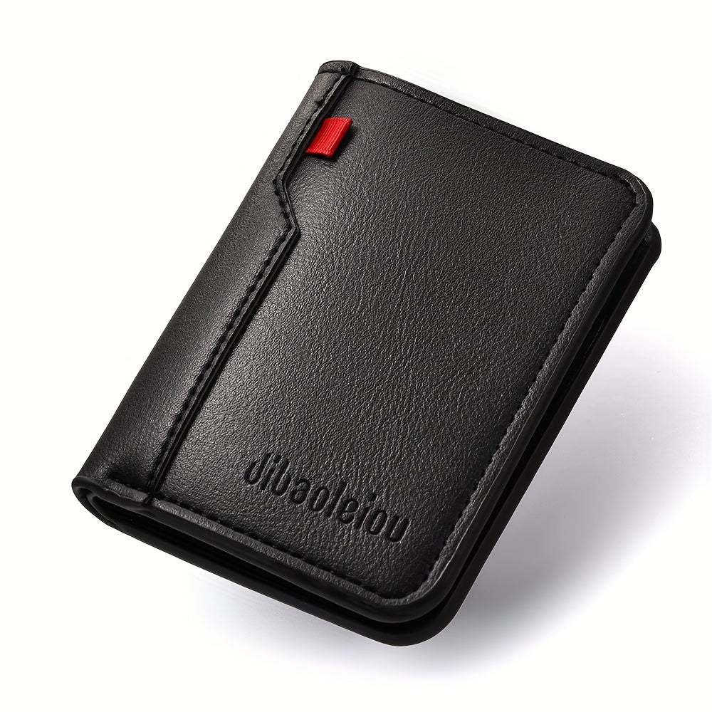 1pc Men'S Vintage Faux Leather Credit Card Wallet, Slim and Soft Design, Multiple Card Slots, Business Style Driver'S License Card Holder, Travel Zero Wallet