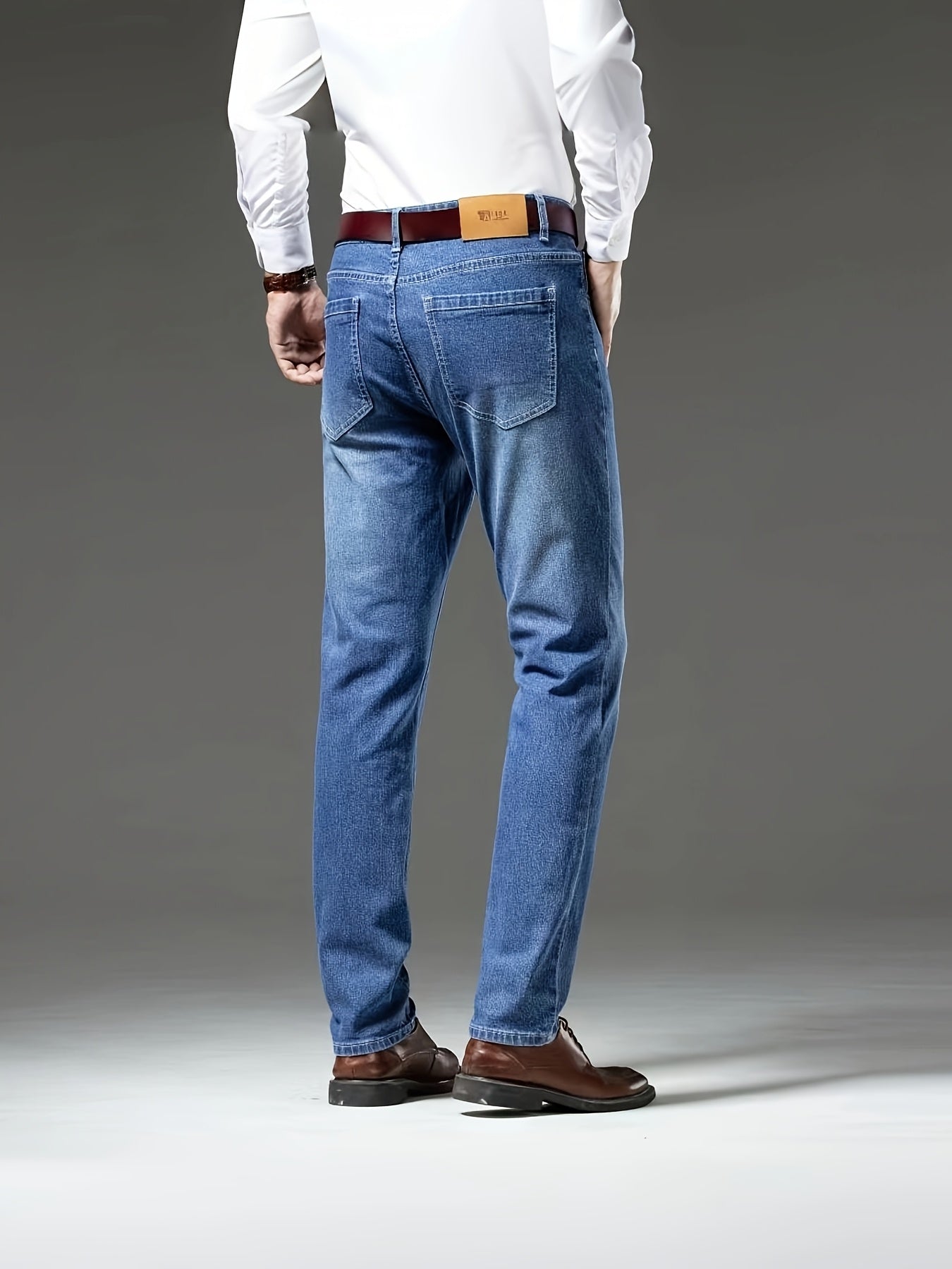 Նոր աշնանային թեթև Business Casual տղամարդկանց ջինսեր, նորաձև բարակ երկար տաբատ՝ առաձգական գործվածքով:
