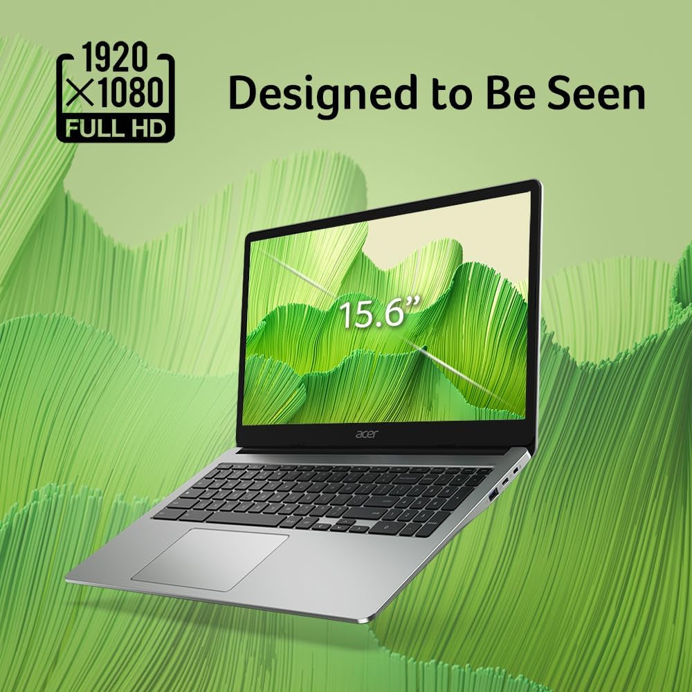 Acer Chromebook 315 Laptop | Intel Celeron N4500 | 15.6" Full HD IPS Display | Intel UHD Graphics | 4GB LPDDR4X | 64GB Emmc | Intel Wi-Fi 6 | DTS Audio | USB Type-C | Chrome OS | Cb315-4H-C8Xu,Silver