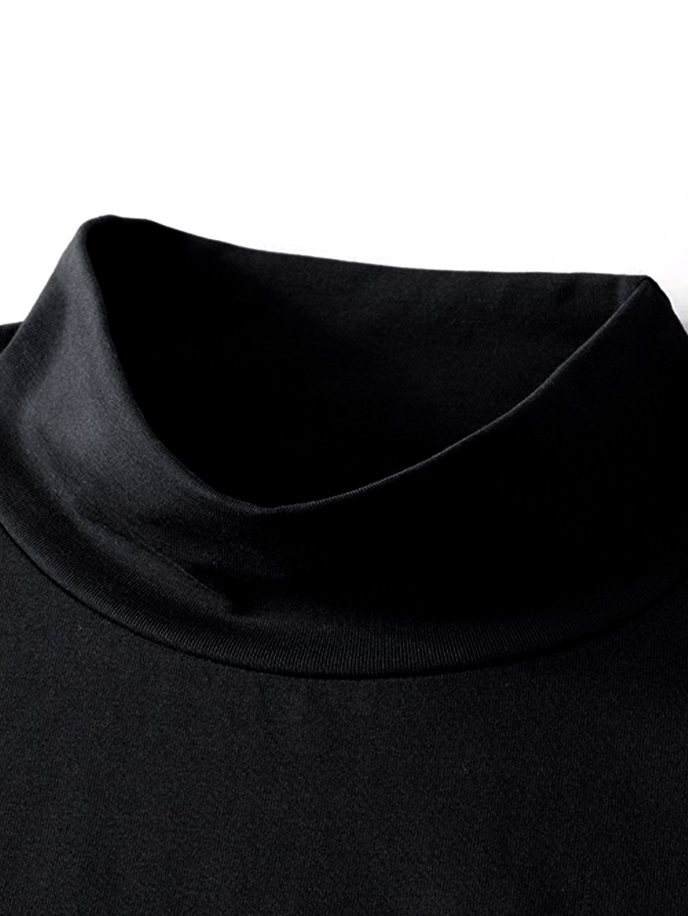 Men's Summer Classic Half-High Neck Casual T-Shirt - Solid Black, Regular Fit, Breathable Versatile for Casual Attire, Office, or Social Events, Summer T Shirts, Quality Fabric Shirt