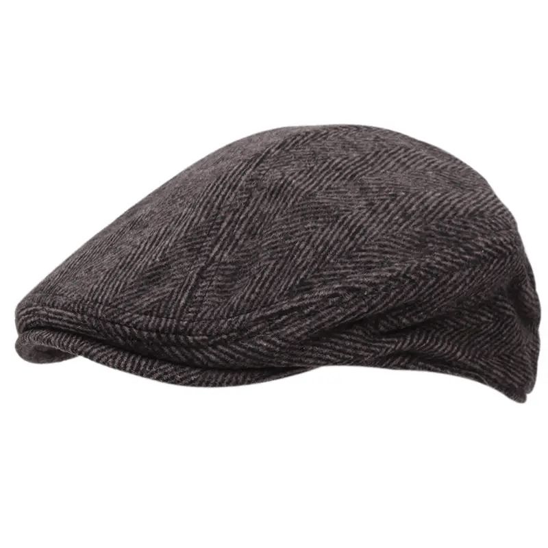 Men'S Knit Fabric Flat Cap - Textile Material ≥80%, Herringbone Pattern, Hand Wash/Dry Clean, Leisure Sun Hat, Mixed Color (1-Pack)