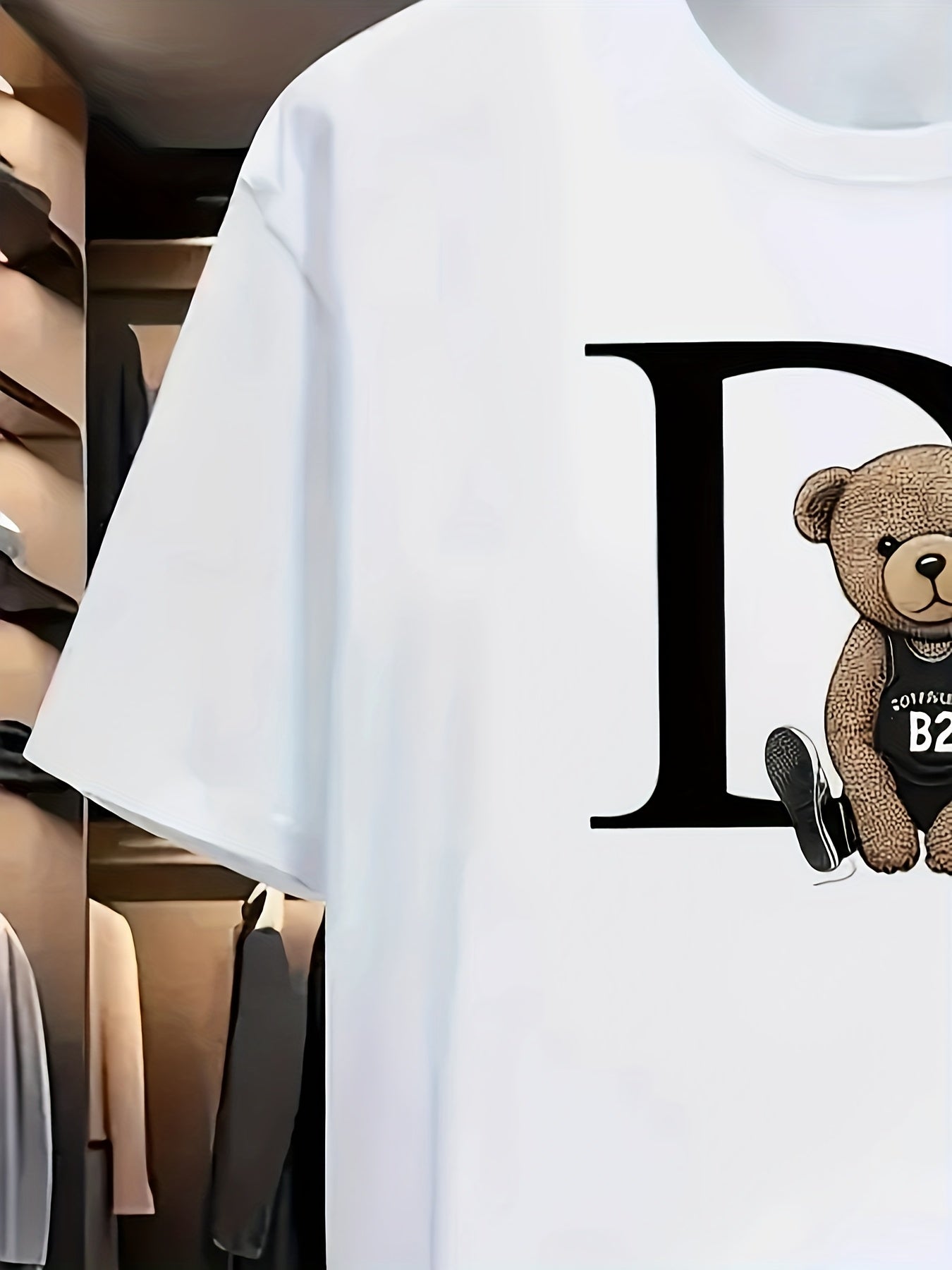 Men's Casual Short Sleeve T-Shirt with Playful DR Teddy Bear Graphic Print - Lightweight Summer Round Neck Tee, Machine Washable Regular Fit for Casual Attire, Relaxed Style, Bold Design, Durable Construction, Printed Shirt