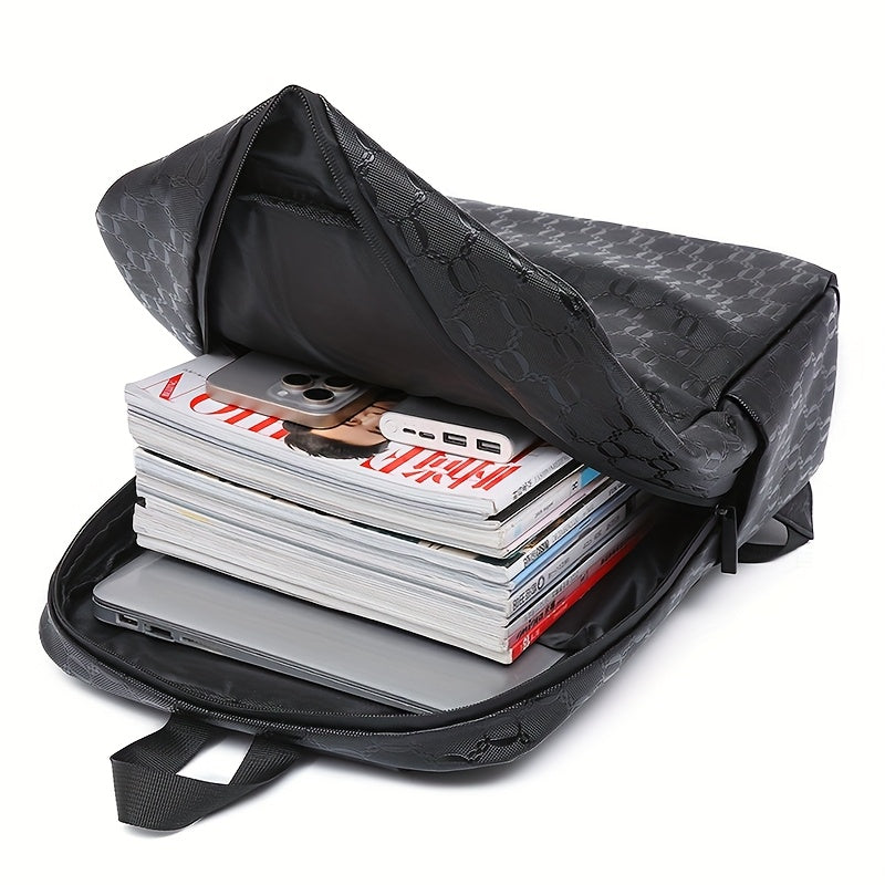Extra Large Capacity Backpack - Durable PVC Fabric, Stylish Black Design with Multiple Compartments and Padded Laptop Section - Perfect for College, Business, and Travel Versatile Computer Bag Business Backpack Multi-Fu