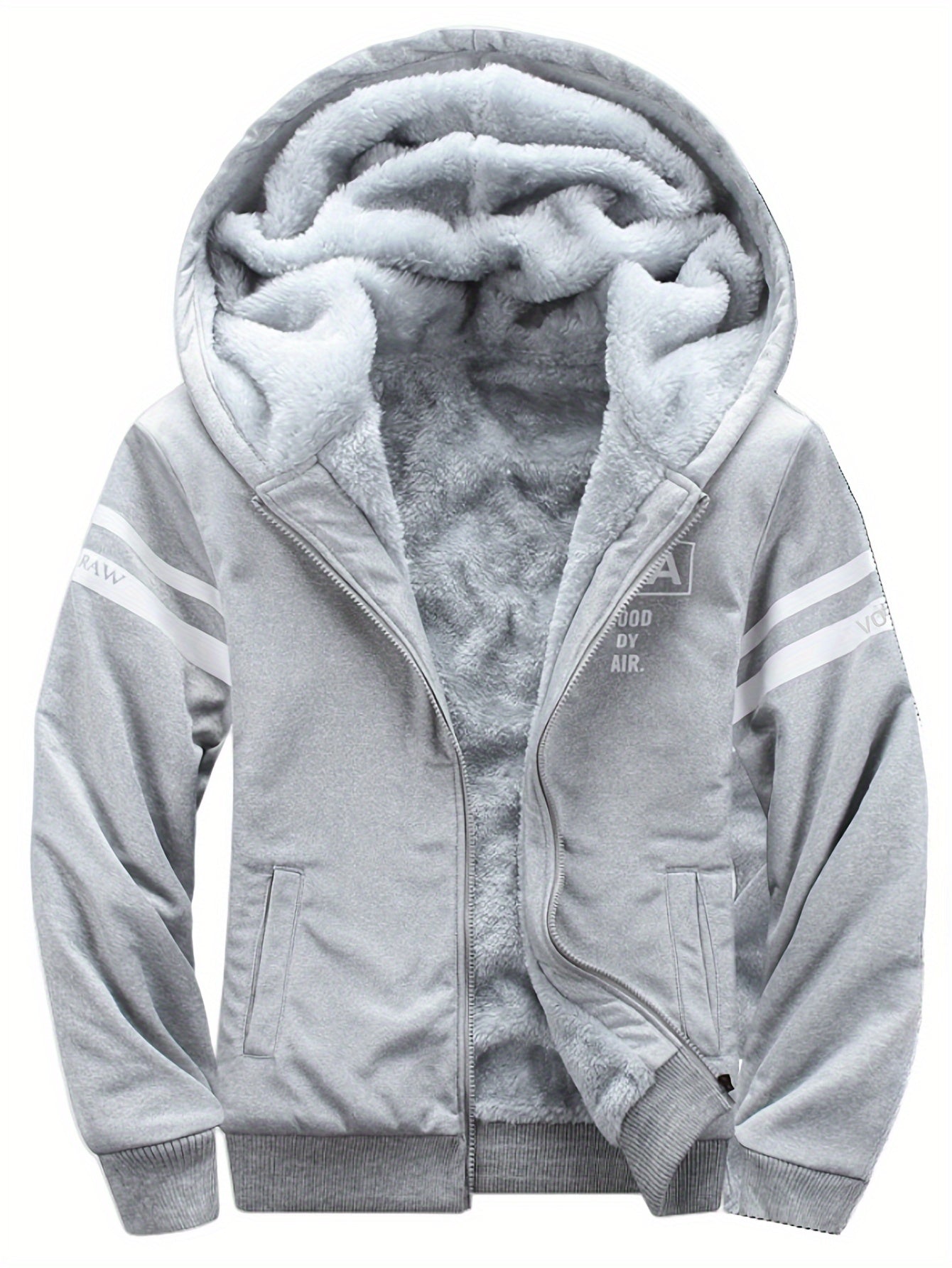 Autumn and Winter Men's Sports and Casual Suit, Men's Plus Velvet Thickened Sports Suit, Hooded Open Cardigan Fitness Suit, Warm Home Suit, Two-piece Set