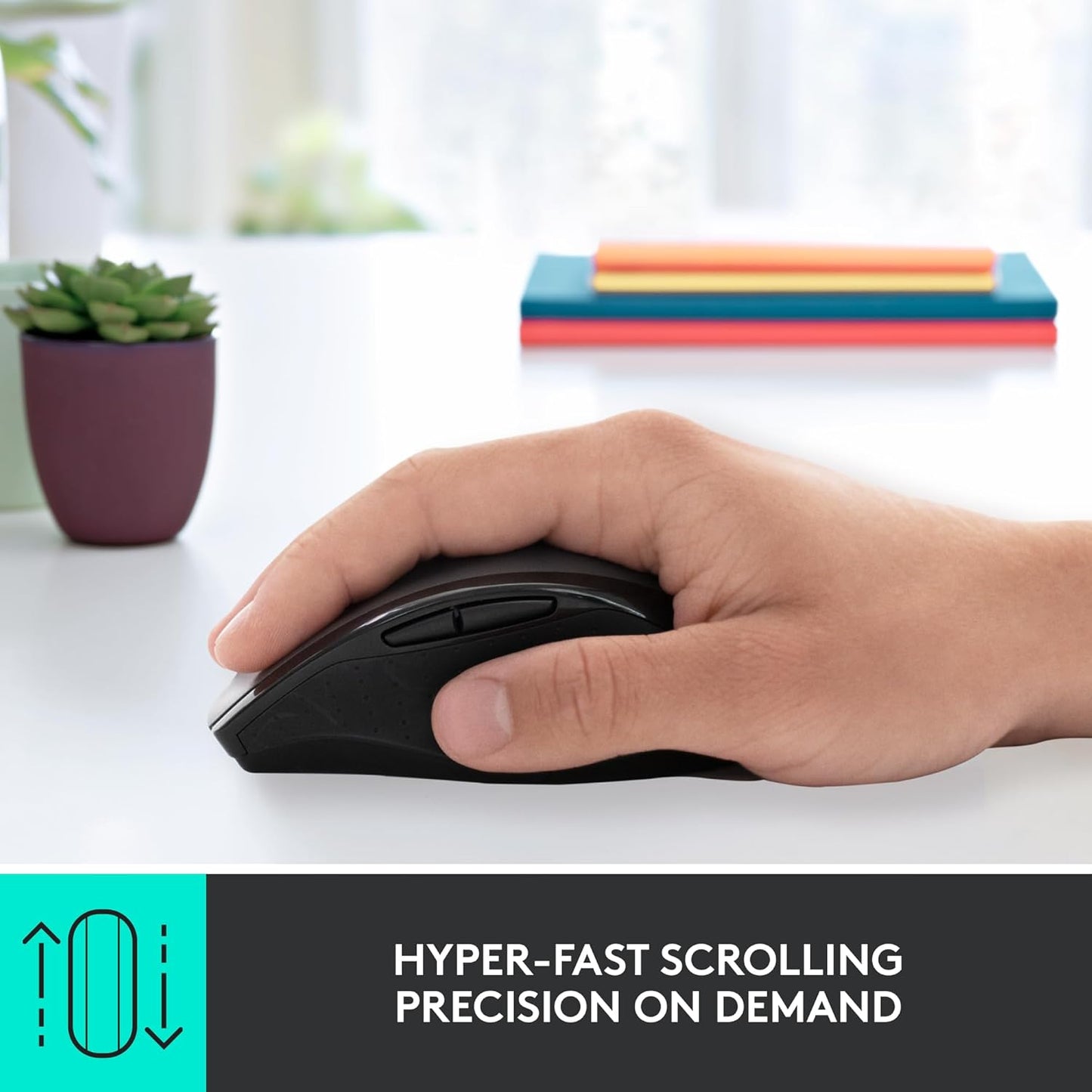 Logitech M705 Marathon Wireless Mouse, 2.4 Ghz USB Unifying Receiver, 1000 DPI, 5-Programmable Buttons, 3-Year Battery, Compatible with PC, Mac, Laptop, Chromebook - Black