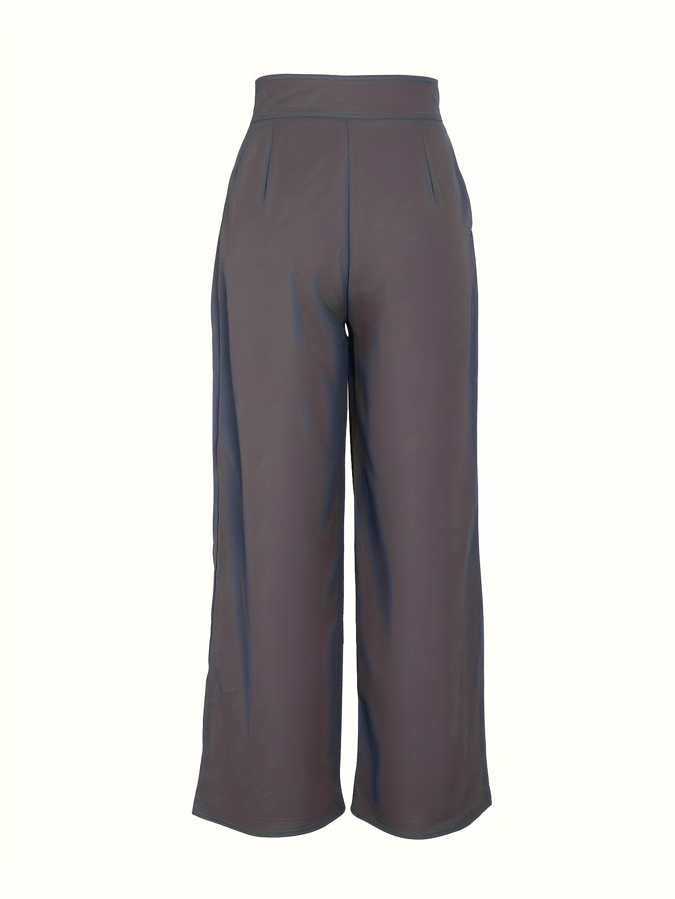 Solid Color Straight Leg Pants, Elegant High Waist Button Front Pants For Work & Office, Women's Clothing