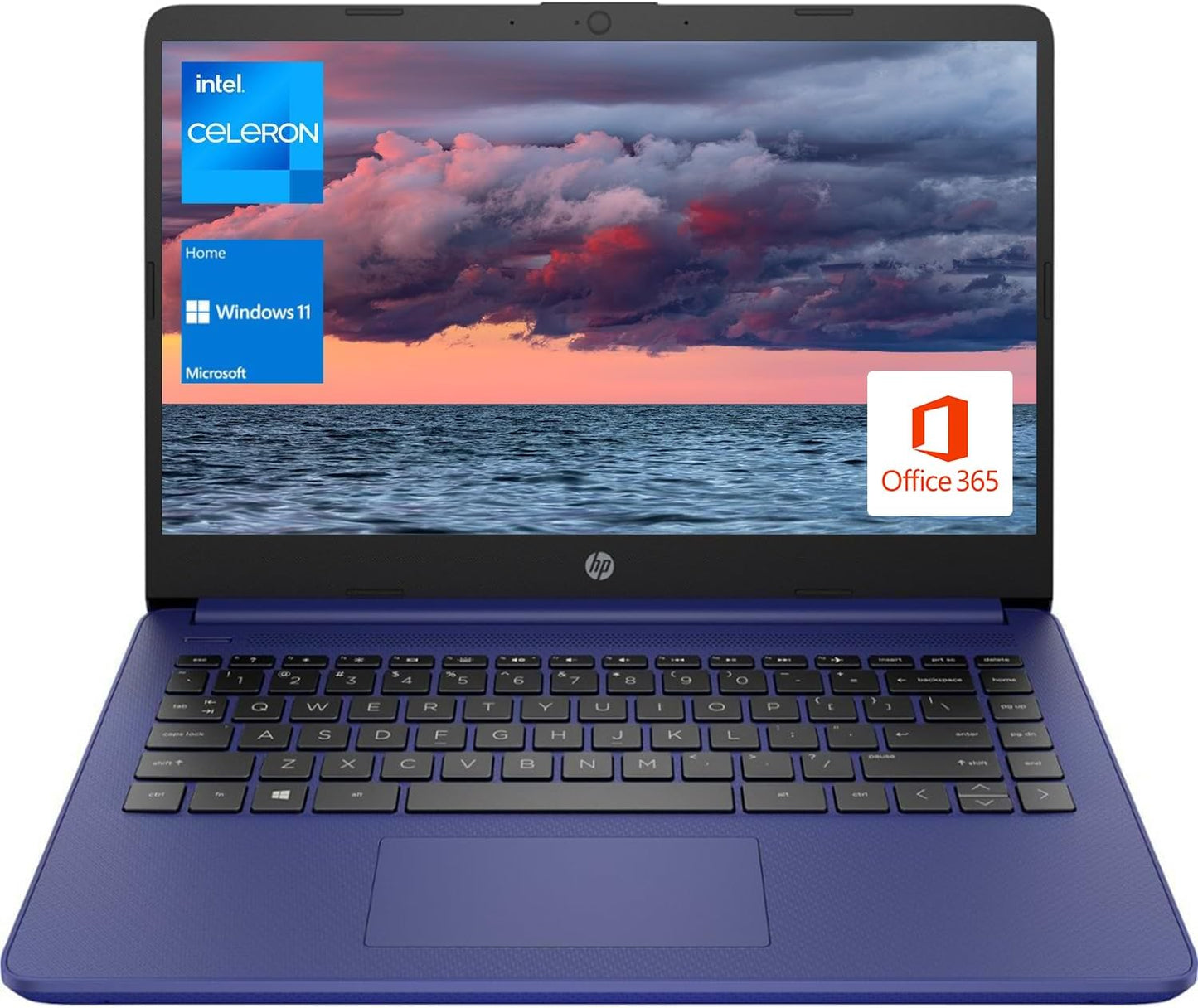 HP Portable Laptop, Student and Business, 14" HD Display, Intel Quad-Core N4120, 8GB DDR4 RAM, 64GB Emmc, 1 Year Office 365, Webcam, RJ-45, HDMI, Wi-Fi, Windows 11 Home, Silver