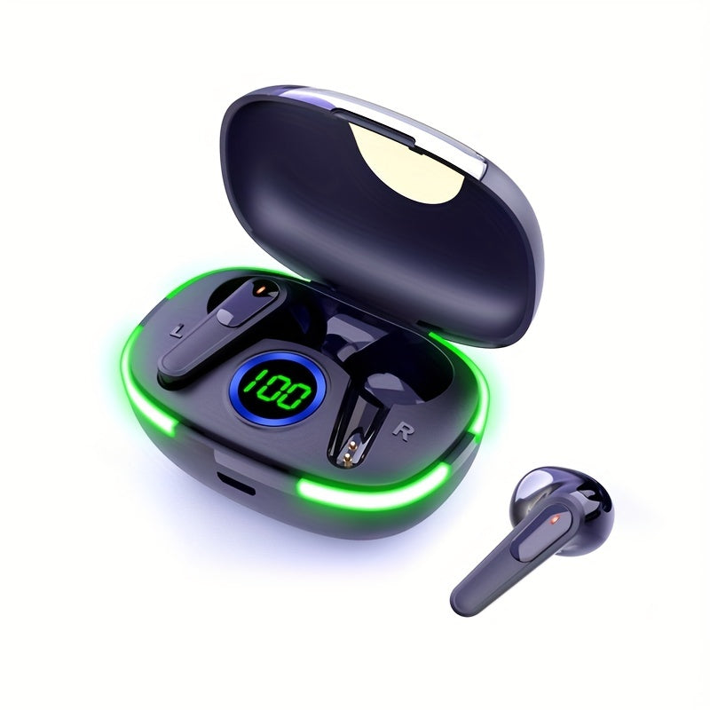 2024 Upgraded Wireless Earbuds with LED Display - Touch Control, In-Ear TWS Headphones for Sports & Gaming, Compatible with iOS/Android, USB Charging Case Included, Non-Waterproof, Plastic Build, Wireless Listening|Stylish In