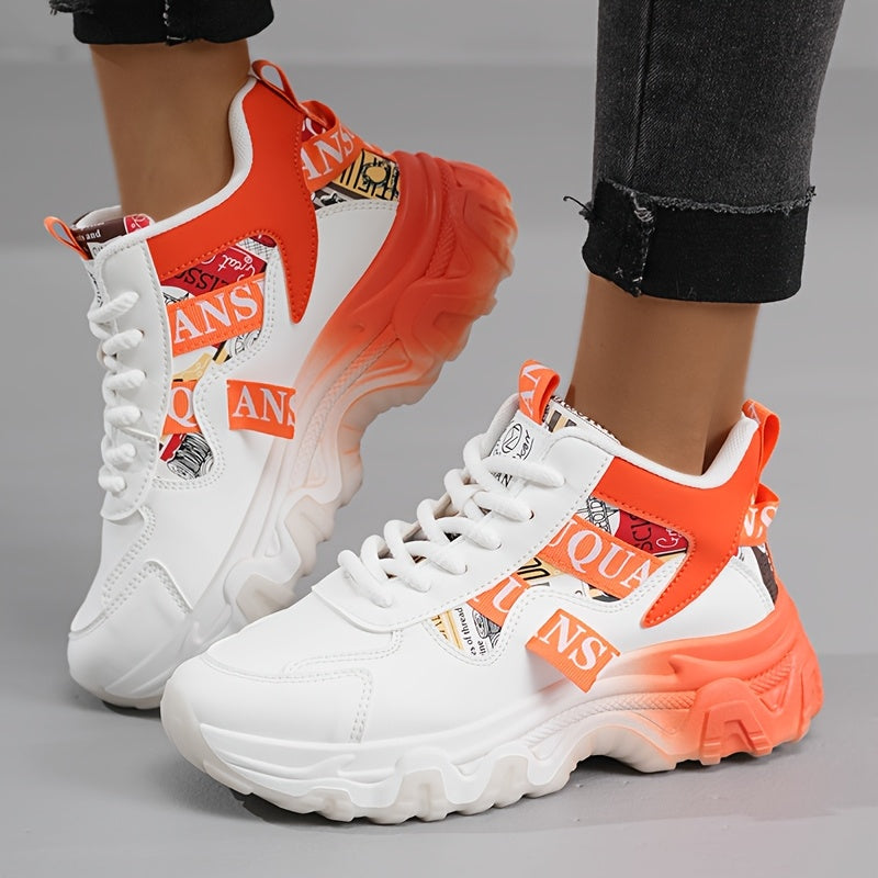 1 Pair Women'S Fashion Sneakers - Lightweight All-Season Running Shoes with Polyurethane Upper, Fabric Inner Insole, Rubber Sole