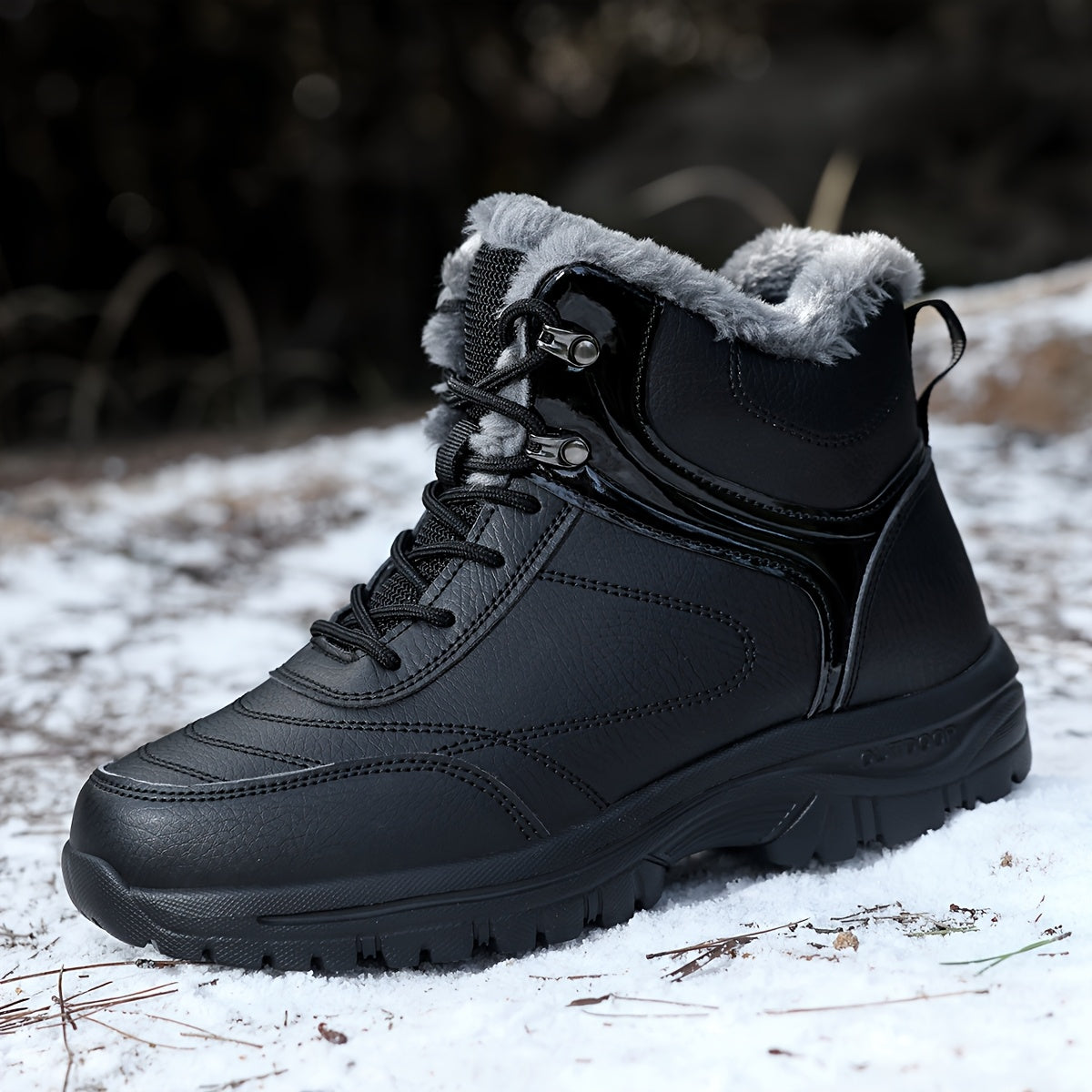 Men's Winter Snow Boots - with Plush Lining and Removable Insole - Slip-Resistant Tread, Suitable for Ice, Snow, Mud, Grass - Men's Casual and Formal Winter Shoes, Lace-Up Ankle Support - All-Terrain Grip - Men's Winter Boots