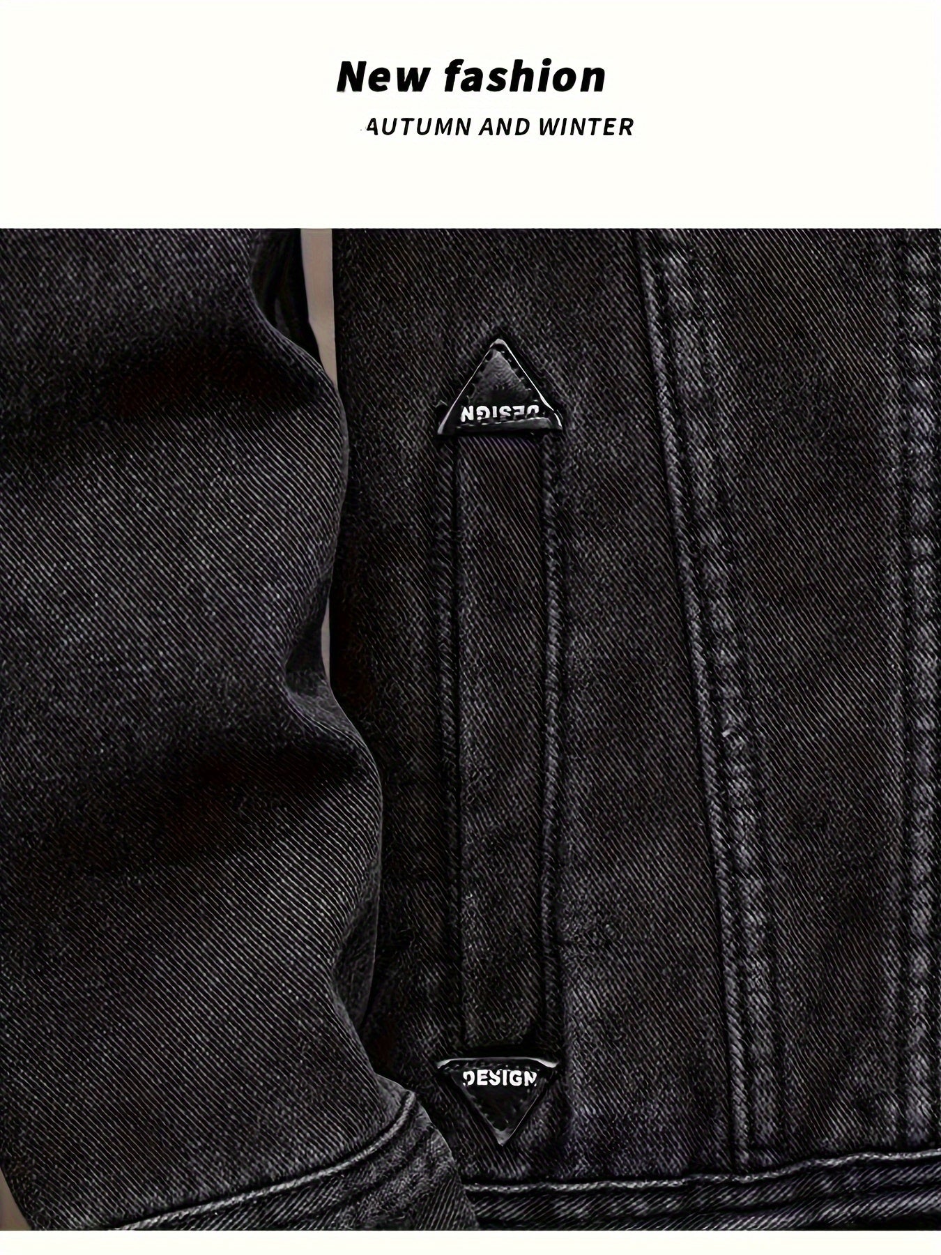 Men's Spring/Autumn Denim Jacket - Casual Chic Style, Black Blend with Red Accents, Button-Up with Flap Pockets, Long Sleeves, Ideal for Hiking & Casual Attire, Outdoor Apparel|Classic Denim Style|Durable Fabric