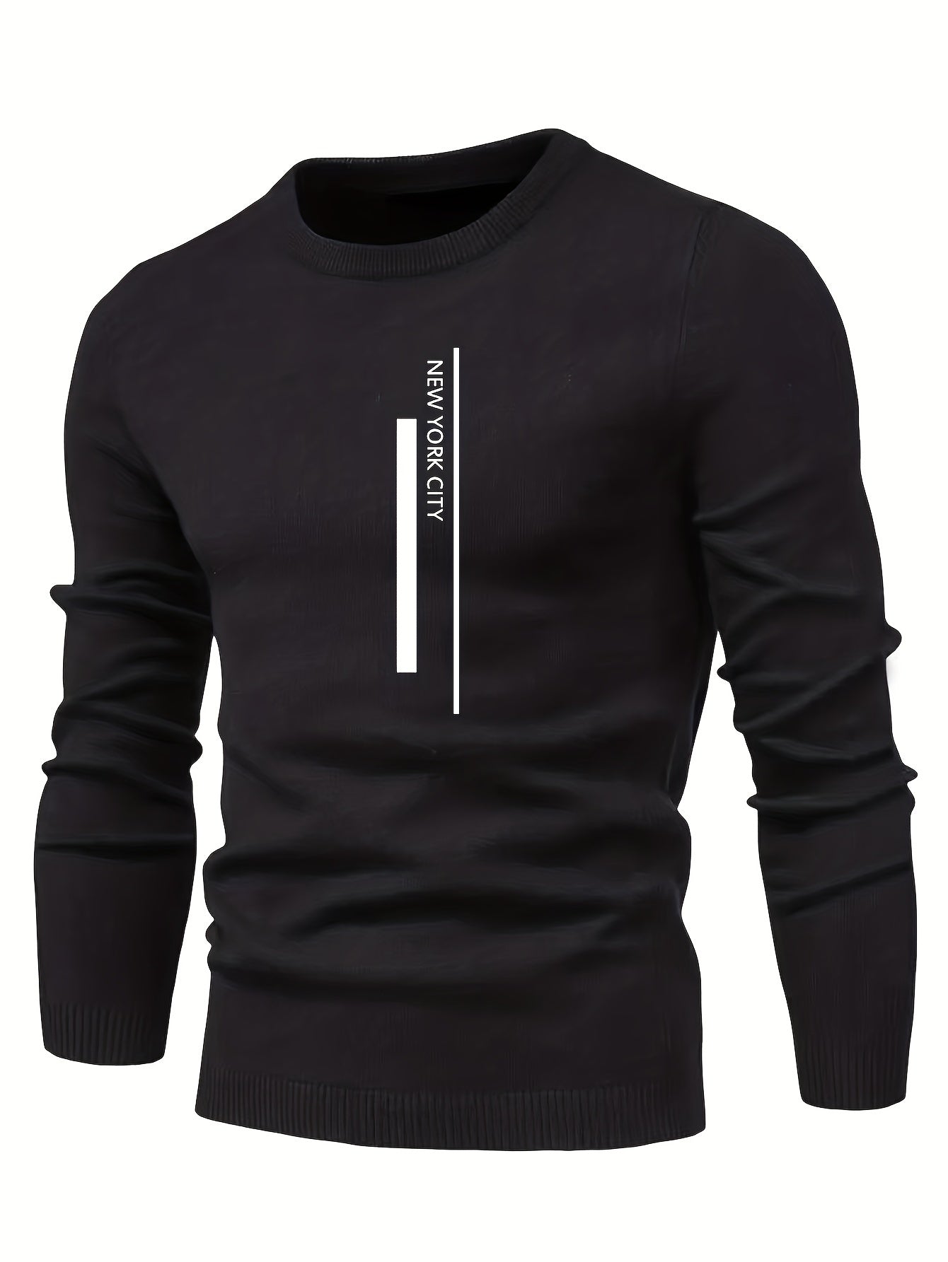 2023 New Cross-border Autumn and Winter Men's Round Neck Random Print Round Neck Knitted Sweater