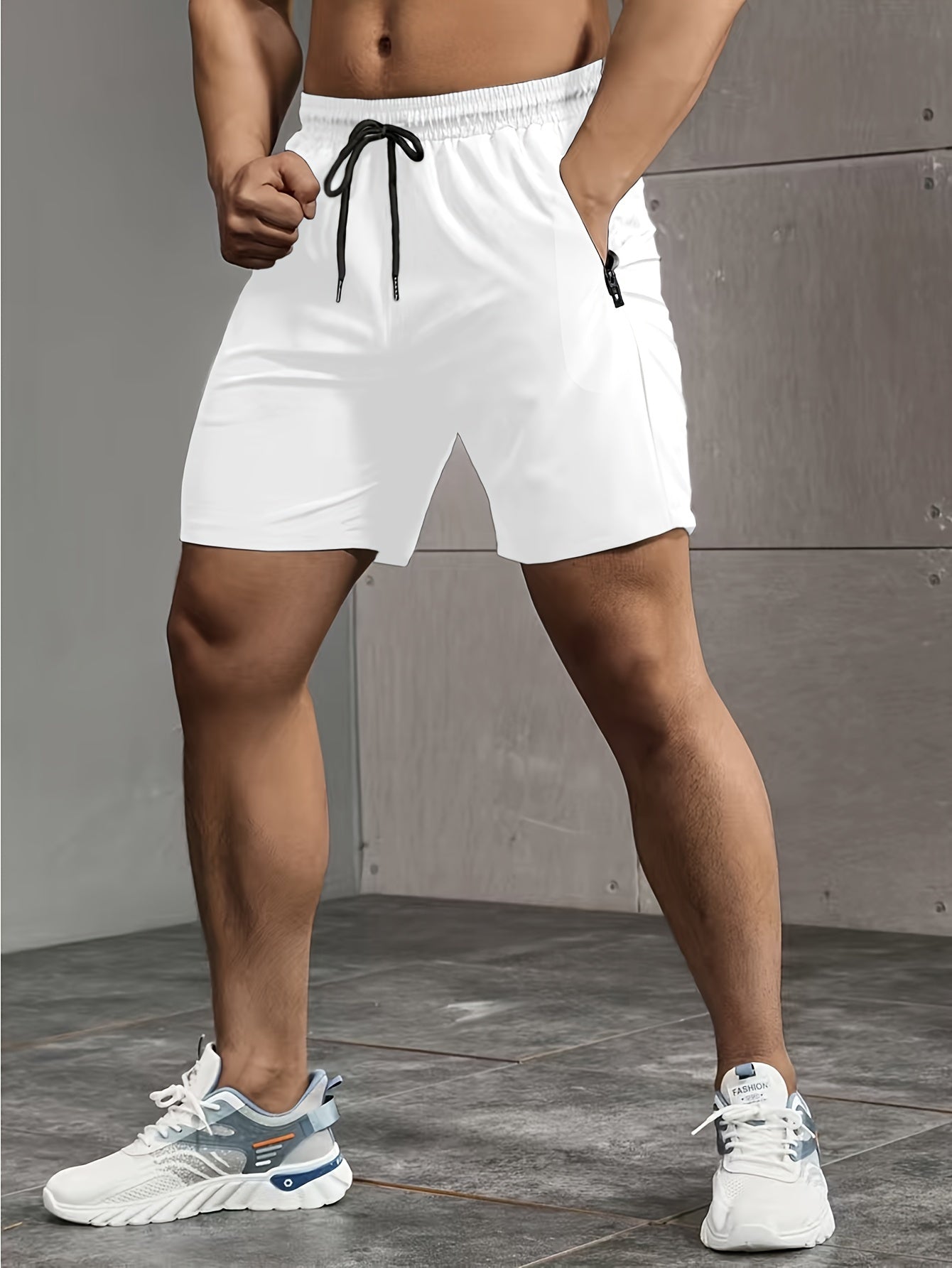 Super Thin Men's Casual Simple Style Comfy Shorts, PERFORMANCE Letter Print Home Pajamas Bottom With Zipper Pockets And Drawstrings, Men's Summer Outdoor Fitness Clothing