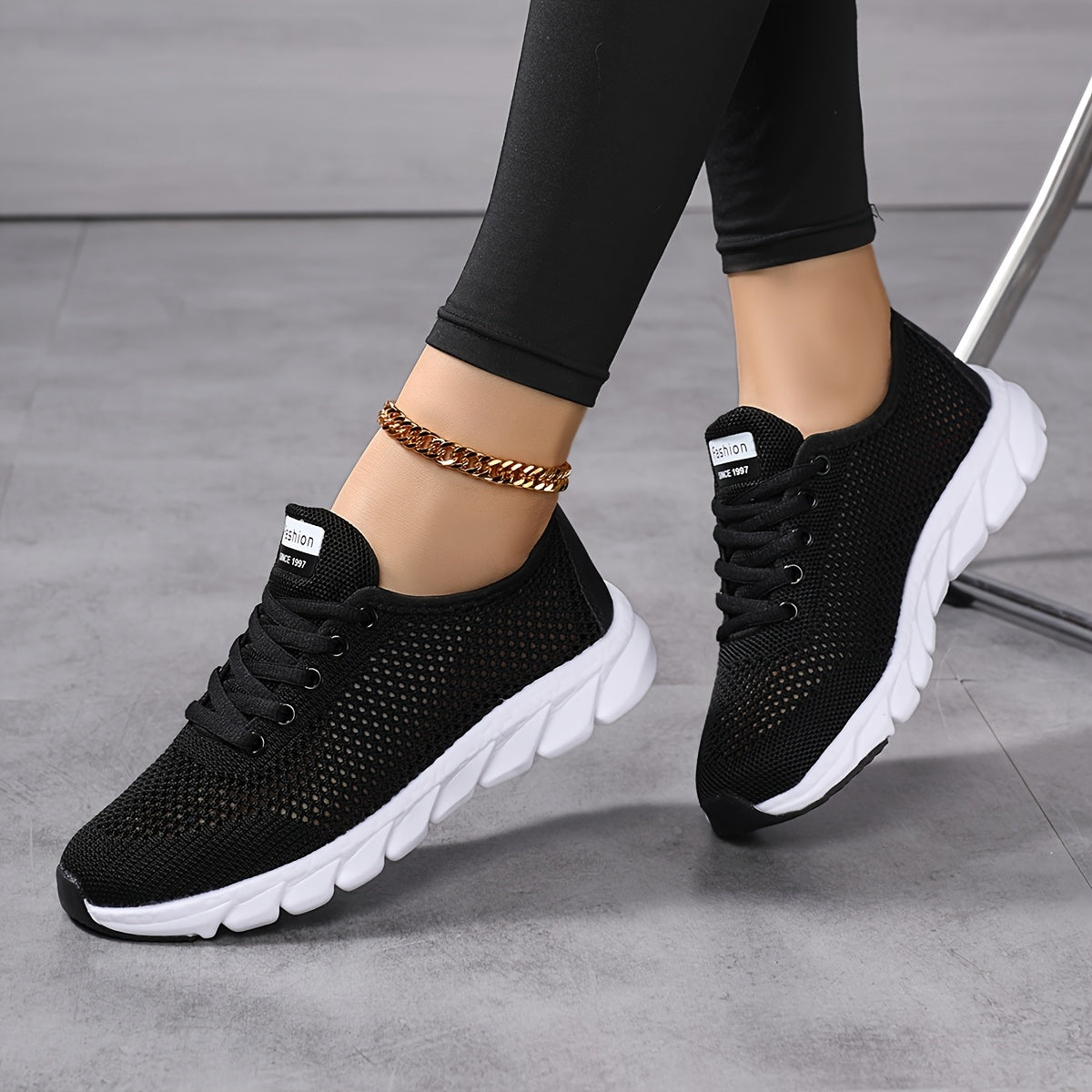 Women's Breathable Mesh Sneakers, All-Season Low Top Lace-Up Shoes with Plain Toe, EVA Upper & Sole, Fabric Inner & Insole - Comfortable Athletic Footwear, High Top Sneakers