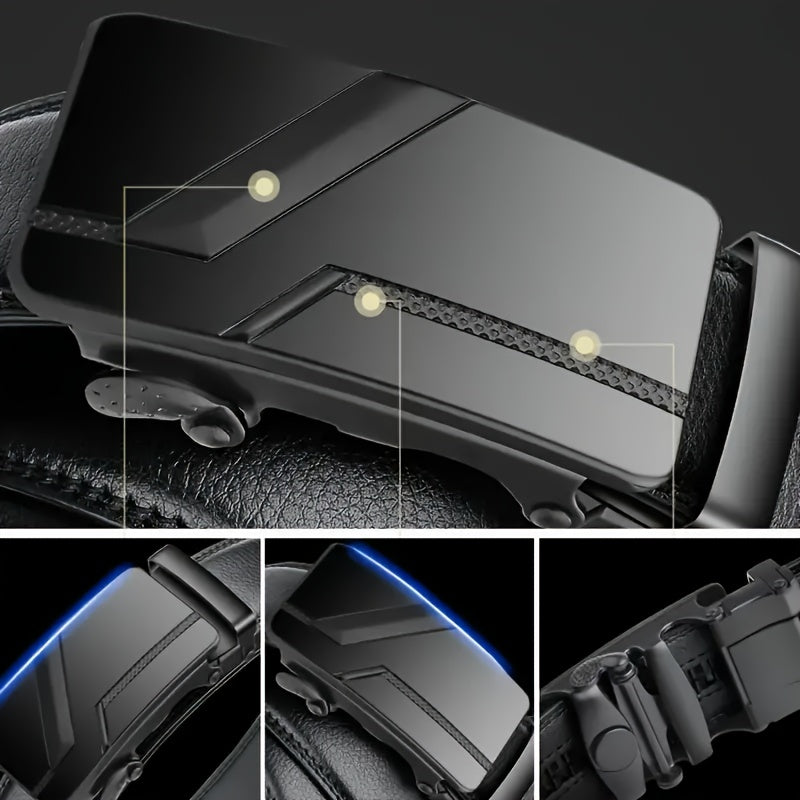 Men'S Leather Cowhide Belt, Fashion Casual Retro Belt Automatic Buckle, Business Fashion Men'S Belt, Gifts