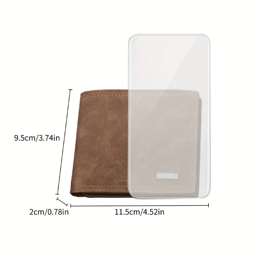 Men's PU Leather Short Wallet With Interlayer Coin Purse Multiple Card Slots Purse Large Capacity Card Cash Holder, Great Gift For Men