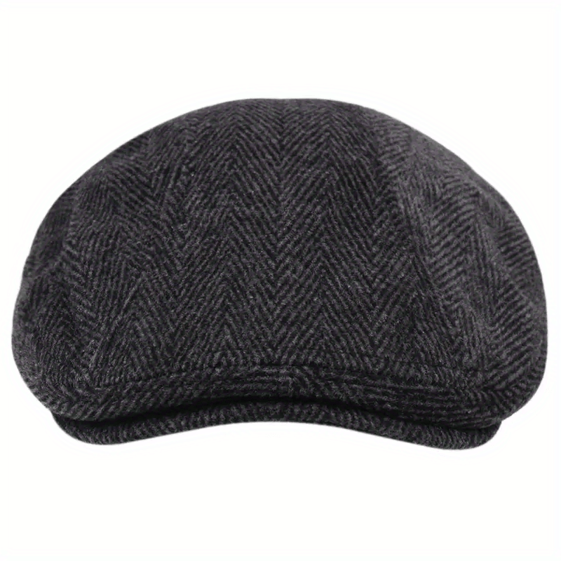 Men'S Knit Fabric Flat Cap - Textile Material ≥80%, Herringbone Pattern, Hand Wash/Dry Clean, Leisure Sun Hat, Mixed Color (1-Pack)