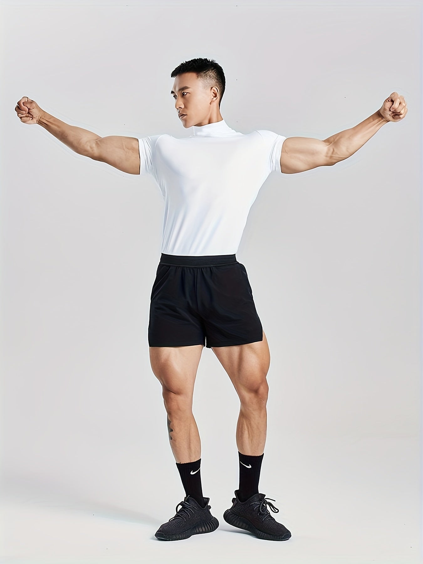 Fitness Solid Color Body Shaper Elastic Quick Dry Muscle Տղամարդկանց կարճաթև շապիկ կլոր պարանոցի մարզման կոստյում