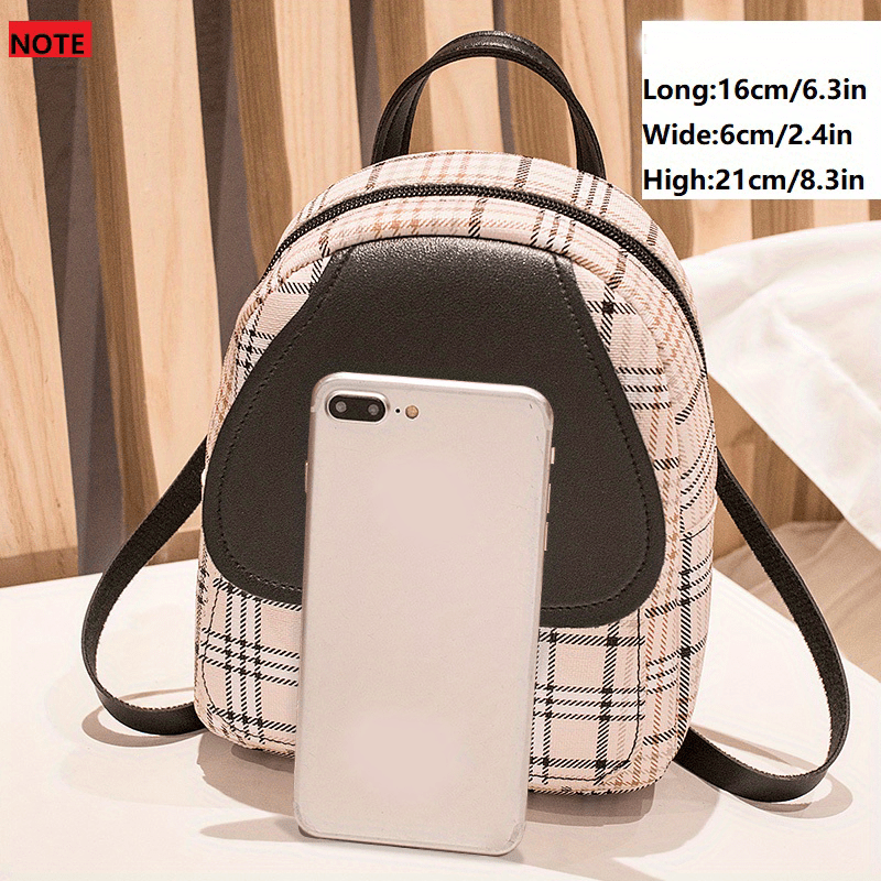 Adjustable Strap Grid Backpack, Cute Backpack, Zipper Casual Shoulder Bag, Card Wallet, Casual Phone Pouch, Leisure Camera Bag, Coin Purse, Key Pouch, Shoulder Bag, Crossbody Bag, Convertible Backpack.