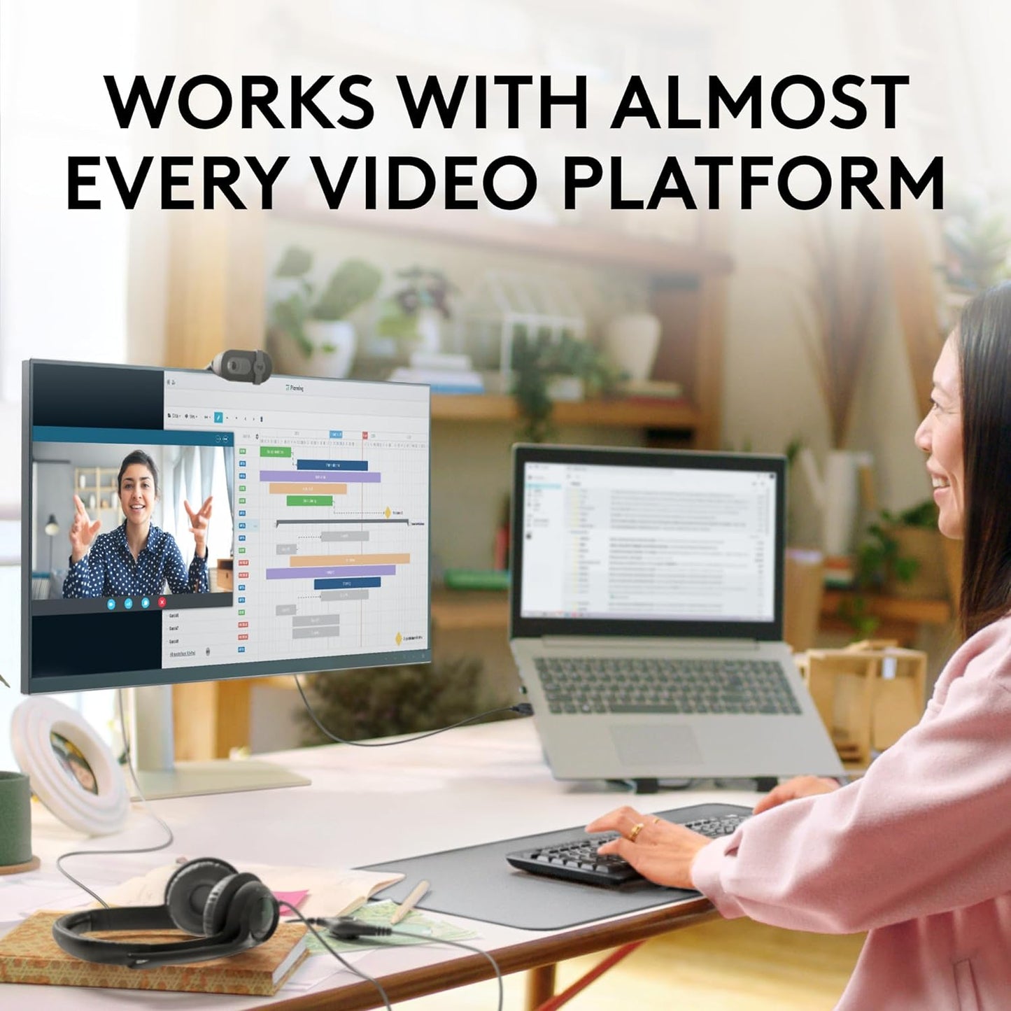 Logitech Brio 101 Full HD 1080P Webcam Made for Meetings and Works for Streaming — Auto-Light Balance, Built-In Mic, Privacy Shutter, USB-A, for Microsoft Teams, Google Meet, Zoom, and More - Black