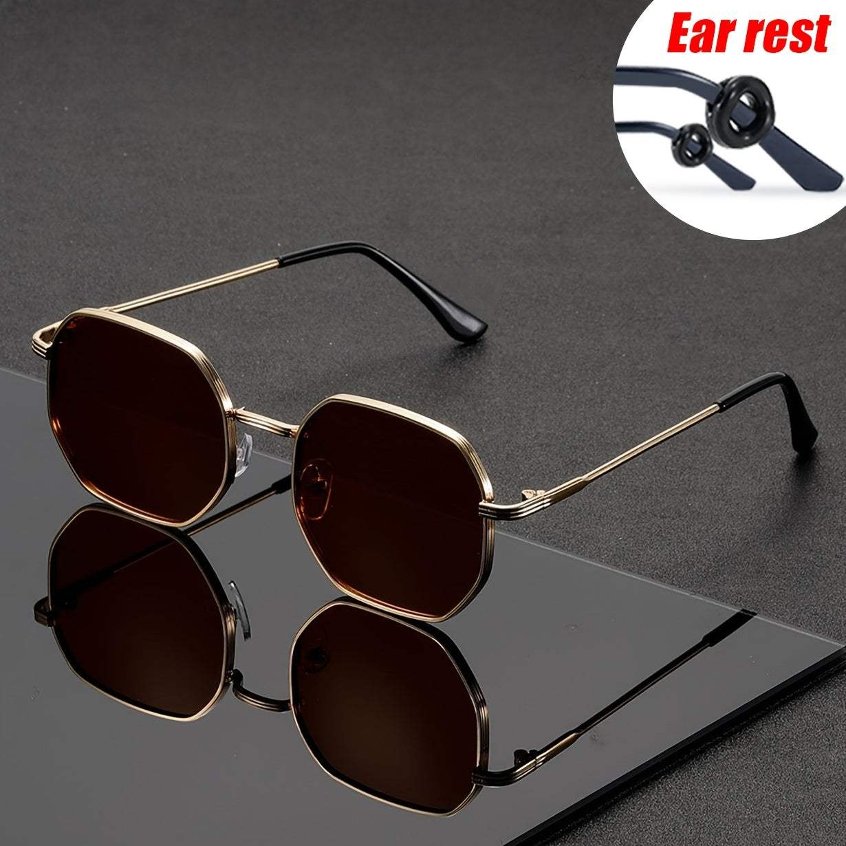 Unisex Polygonal Frame Sunglasses with UV400 Protection