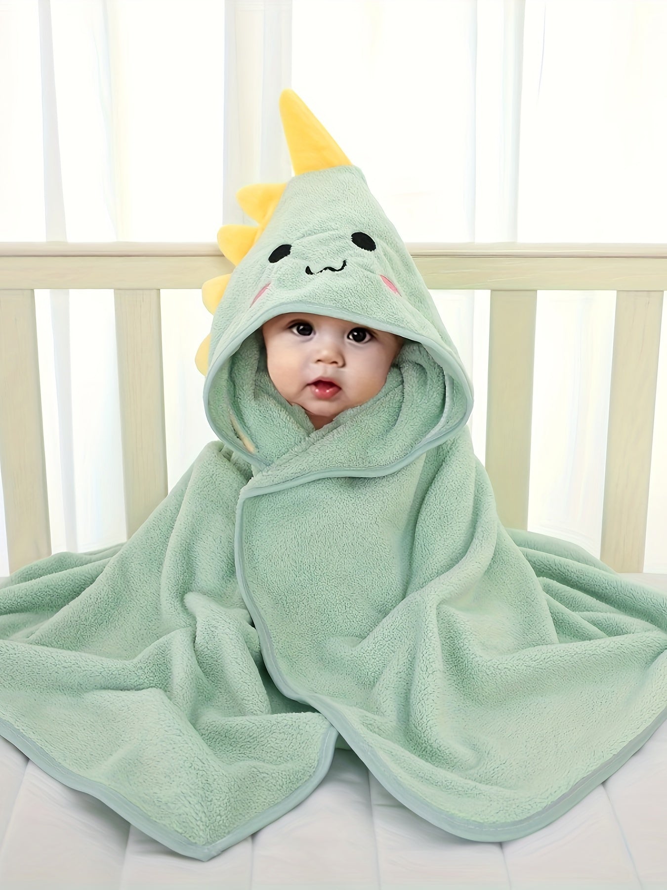 Adorable Animal Design Baby Boy's Soft Hooded Bathrobe - Super Absorbent & Quick-drying Blanket - Suitable For Aged 0-3