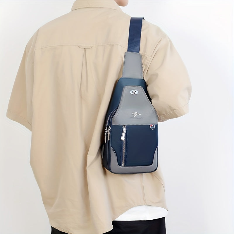 SelectMen'S Large Capacity Motorcycle Bag - Trendy Crossbody Shoulder Bag with Multiple Pockets, Casual Oxford Style, Hand Washable, Ideal for Daily Commute, Everyday Commute Bag Casual Style Bag Zippered Closure