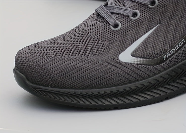 Men's Breathable Mesh Running Shoes - Lightweight, Non-Slip Casual Sneakers with "BEST PARENTS NO.2.54cm Design, Low-Top Lace-Up Sneakers for All Seasons