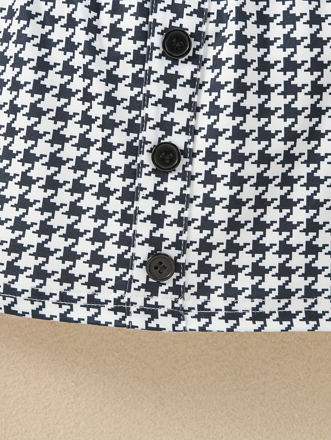 Youngsters Girls Ruffle Tee & Houndstooth պրինտ կիսաշրջազգեստ և գլխարկ
